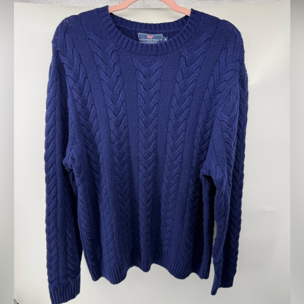 NWOT Vineyard Vines Men's Navy Cable Knit Sweater size medium - Picture 2 of 4